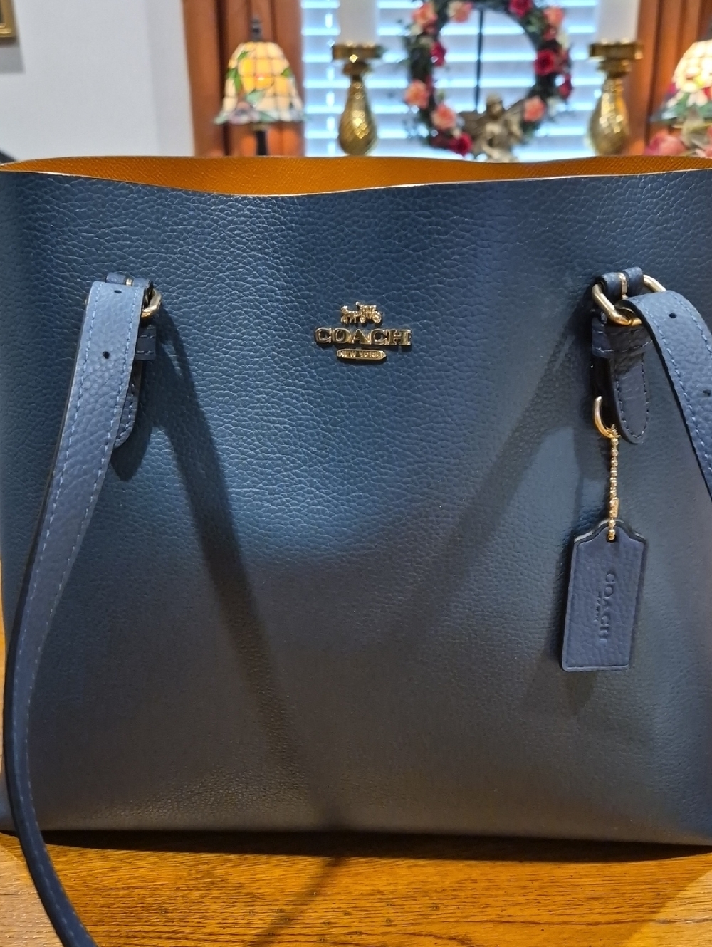 Coach Leather Navy Blue Logo Bag w/Dust Bag Included